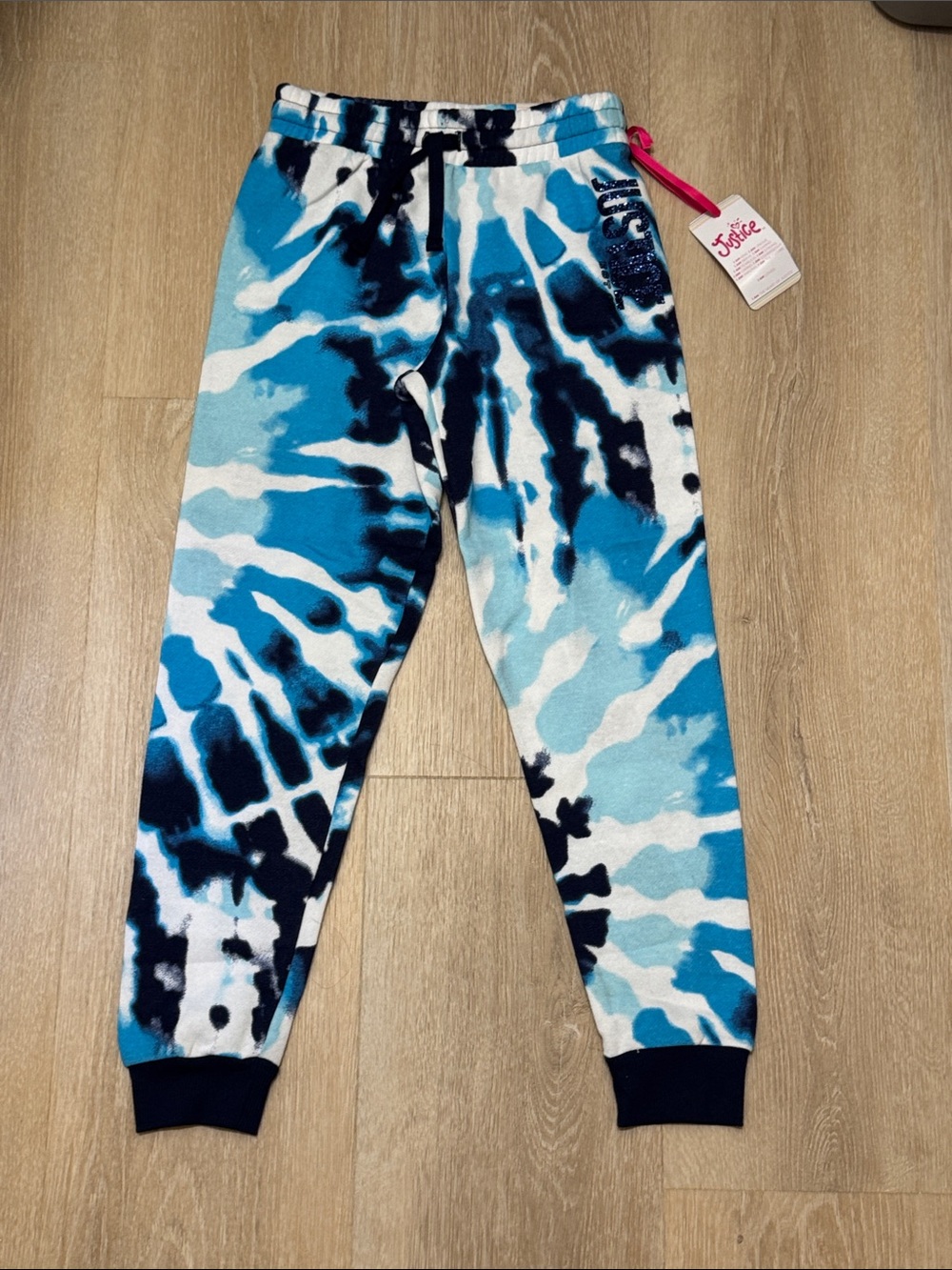 Justice Blue and White Tie-Dye Joggers